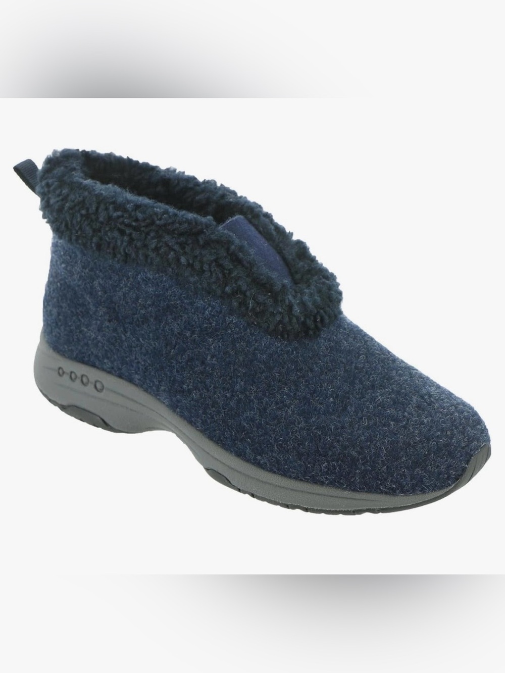 Easy Spirit Navy Sherpa-Trim Slip-On Bootie Slipper